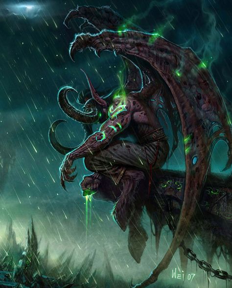 Da série: vilões que valem a pena (omg)! Illidan Stormrage, Illustration Fantasy, Warcraft Art, Heroic Fantasy, 다크 판타지, Demon Hunter, Deviant Art, Wow Art, Angels And Demons