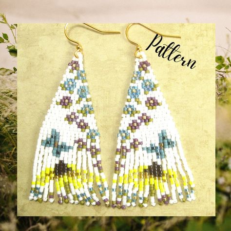 Butterfly Garden Seed Bead Brick-Stitch Tassel Fringe Earring - Etsy Polska Butterfly Fringe Earrings, Beaded Earrings Butterfly, Brick Stitch Butterfly Earrings, Butterfly Seed Bead Earrings, Brick Stitch Butterfly, Butterfly Brick Stitch Pattern, Beaded Brick Stitch Butterfly Earrings, Beaded Tassel Earrings, Brick Stitch Earrings