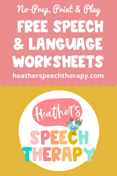 Free Worksheets – Heather's Speech Therapy Speech Therapy Worksheets Free Printable, Speech Therapy For Toddlers Printables, Free Speech Therapy Activities, Speech Language Therapy Activities, Free Speech Therapy Printables, Preschool Speech Therapy Activities, Speech Therapy Pragmatic Activities, Speech Apraxia, Speech Therapy Activities Articulation