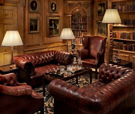 Gentlemans Room, Speakeasy Decor, Victorian Castle, Bourbon Room, Whiskey Room, Masculine Interior, Home Bar Rooms, Lounge Interiors, Home Library Design