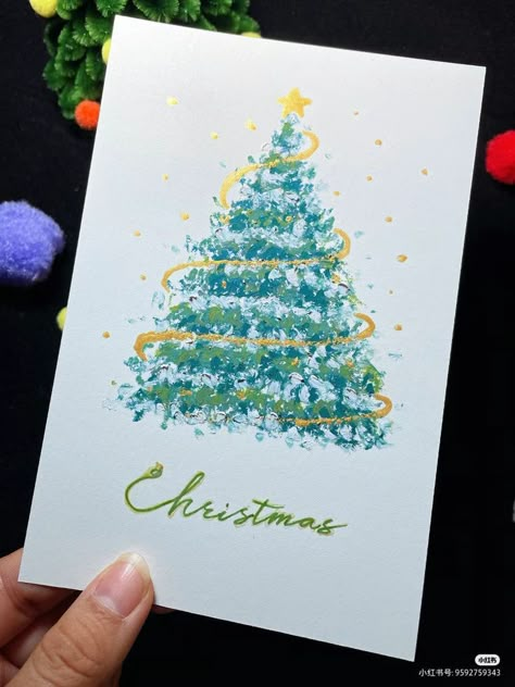 Oil Pastel Christmas Cards, Homemade Art, Christmas Card Art, 카드 디자인, Oil Pastel Art, Christmas Card Crafts, Diy Paper Crafts Decoration, Christmas Feeling, Card Inspo