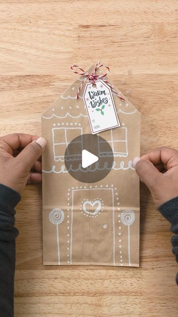 Apple Barrel Crafts on Instagram: "Watch as @iambiancaoctavia turns a simple paper bag into the cutest gingerbread house gift bag with Apple Barrel Paint Pens! This is a great last minute gift wrapping technique. 🎁#applebarrelpaint #christmasgifts #diy #gingerbreadhouse" Gingerbread House Brown Paper Bag, Gingerbread Paper Bag, Apple Barrel Paint, Teacher Diy, Plaid Crafts, Barrel Crafts, Bread Gifts, How To Make Gingerbread, Gingerbread Gifts