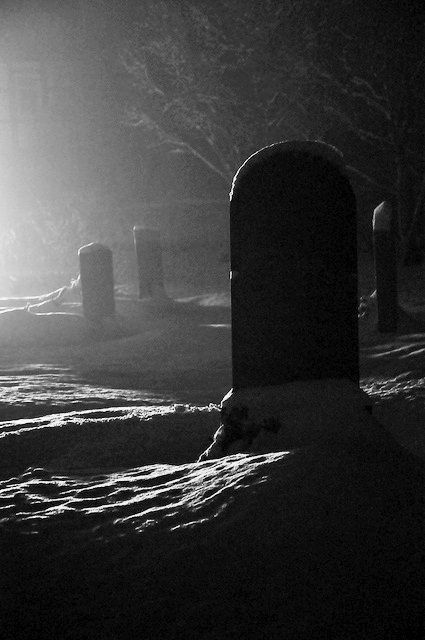 Winter Graveyard, Beautiful Cemeteries, Snowy Evening, Cemetery Headstones, Spooky Places, Old Cemeteries, Cemetery Art, Gothic Steampunk, The Fog