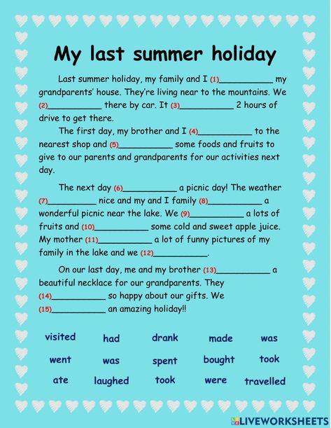 Grade 10 English Worksheets, My Summer Holiday Essay, Simple Past Tense Worksheet For Grade 2, Simple Past Tense Worksheet Grade 3, Past Tense Worksheet Grade 2, Recount Text Worksheet, Past Simple Worksheets For Kids, English Worksheets For Grade 5, Grade 5 English Worksheets