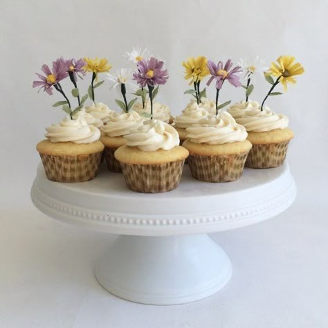 Surprise Flowers, Wildflower Cake, Wildflower Birthday Party, Wildflower Party, Wildflower Birthday, First Birthday Cupcakes, Pennant Garland, Flower Birthday Party, Wildflower Baby Shower