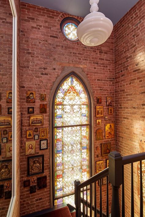 Chapel Conversion, St Boniface, Church Conversions, Arch Doorway, Hunting Design, Colorful Murals, New York Magazine, Bright Homes, Small Hotel