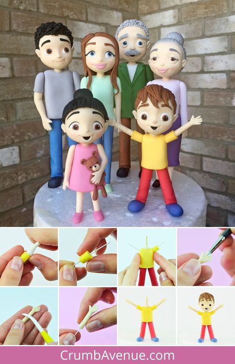 Fondant People Tutorial, Fondant Man, Cricket Cake, Fondant People, Fondant Tips, Clay People, Cake Topper Tutorial, Gingerbread House Decorations, Dress Business