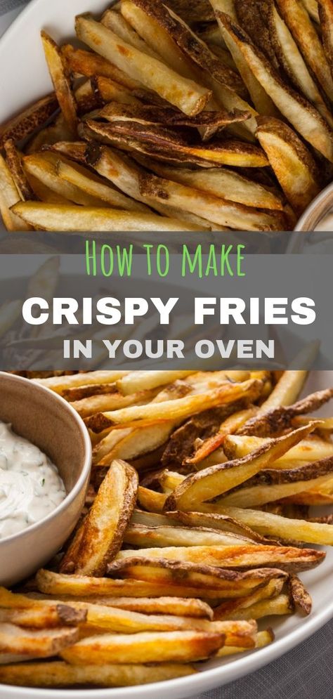 Homemade Fries In Oven, Diet Vegetarian Recipes, Fries Oven, Oven French Fries, Oven Baked Fries, Crispy Oven Fries, Potatoes Crispy, Oven Fries, Crispy Fries