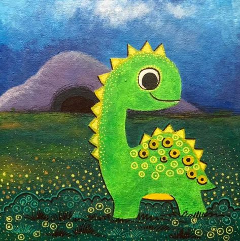 Oil Pastel Drawings Easy, Crayon Drawings, Buddha Art Painting, Dinosaur Illustration, Kids Art Class, Oil Pastel Art, Illustration Art Girl, Kindergarten Art, Dinosaur Art