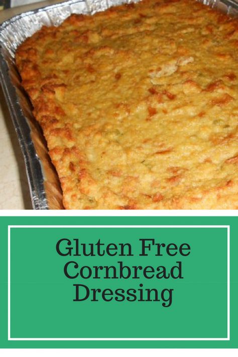 I developed this recipe for Gluten Free Cornbread Dressing because I wanted something that tasted like what  my mother used to cook for the holidays. I am a southern girl from Georgia, and in the south, we make our dressing using cornbread. I looked over the ingredients of my Mama's cornbread dressing, and made  gluten free substitutions. This gluten free version is almost as good as Mama's, and is exactly right for the holidays, or for a Sunday family dinner. Enjoy! This gluten free cornbread Gluten Free Cornbread Dressing, Gluten Free Dressing, Gluten Free Substitutes, Bread Dressing, Cornbread Dressing Southern, Gluten Free Stuffing, Dressing Recipes Cornbread, Gluten Free Cornbread, Gluten Free Holiday