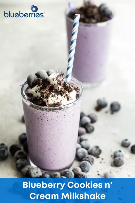 Just when you thought something as timeless as a cookies n’ cream milkshake couldn’t get any better, we added a bunch of blueberries and BOOM…instant upgrade. Cookies N Cream Milkshake, Blueberry Milkshake, Cookies And Cream Milkshake, Cookie Milkshake, Highbush Blueberry, Cookies N Cream, Blueberry Chocolate, Blueberry Cookies, Chocolate Sandwich Cookies