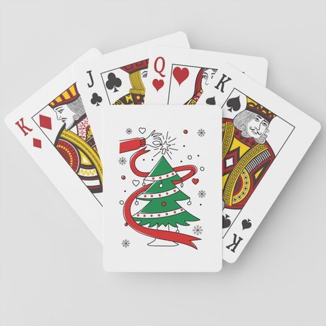 Decorate the Christmas Tree  Holiday Playing Cards  Zazzle Christmas Wish, Poker Cards, Holidays Christmas, Playing Card, Christmas Card Holders, A Cartoon, Christmas Wishes, Festive Christmas, Gift Giving