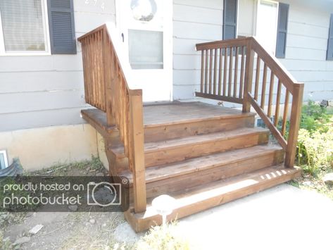 Front Steps Ideas Stone, Wide Front Porch Steps, Diy Porch Steps, Porch Steps With Landing, Porch Steps With Railing, Front Porch Steps Ideas, Steps With Railing, Porch Steps Ideas, Deck Colours