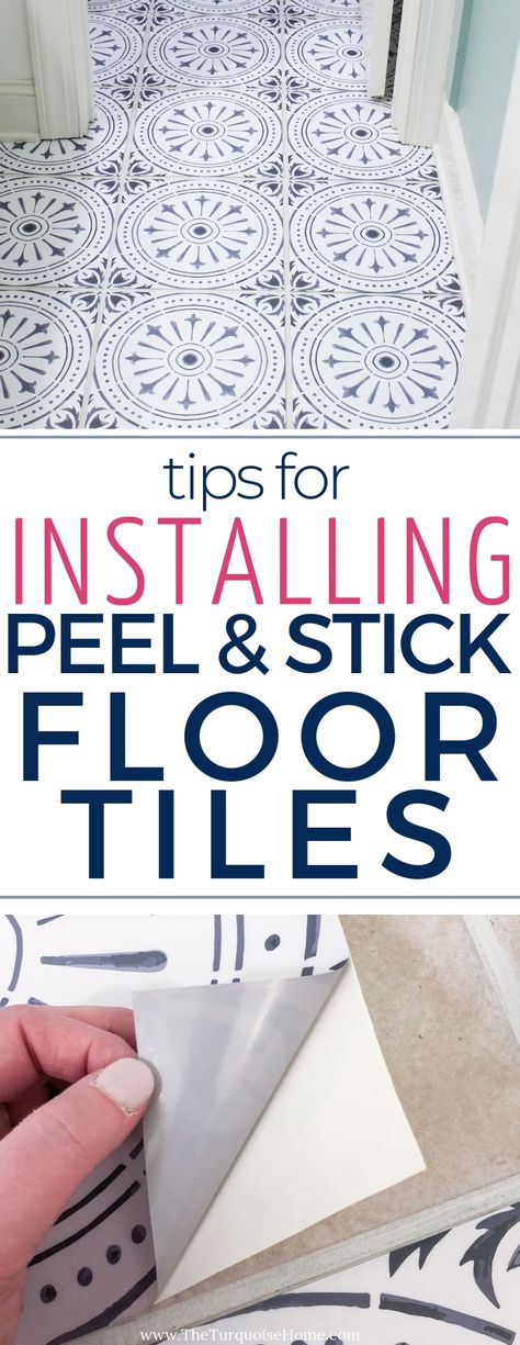 Tips and tricks for installing Peel and Stick Vinyl Floor Tiles How To Install Peel And Stick Flooring Over Tile, How To Install Peel And Stick Flooring, Vinyl Floor Tiles Peel And Stick, Diy Bathroom Floor Peel And Stick, Peel And Stick Floor Tiles, Stick Floor Tiles, Tile Floor Diy, Cheap Flooring, Stick Tiles