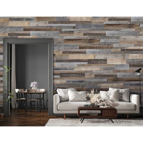 Barnwood Plank Wall, Shack Living, Barnwood Accent Wall, Flooring On Walls, Shiplap Boards, Wood Plank Walls, Room Accent Wall, Wall Planks, Barnwood Wall