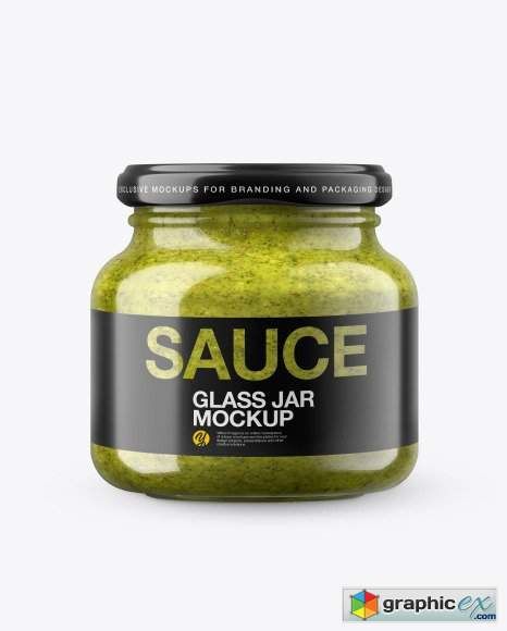 Food Jar Packaging, Glass Jar Design, Sauce Packaging, Basil Herb, Green Herbs, Jar Mockup, Jar Packaging, Bottle Design Packaging, Bottle Label Design