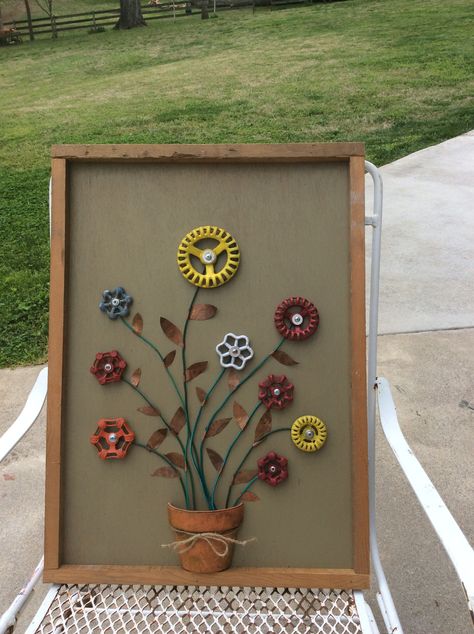 Faucet Handles Repurposed, Faucet Flowers, Wire Leaves, Scrap Recycling, Upcycle Repurpose, Welding Art Projects, Metal Yard Art, Metal Garden Art, Junk Art