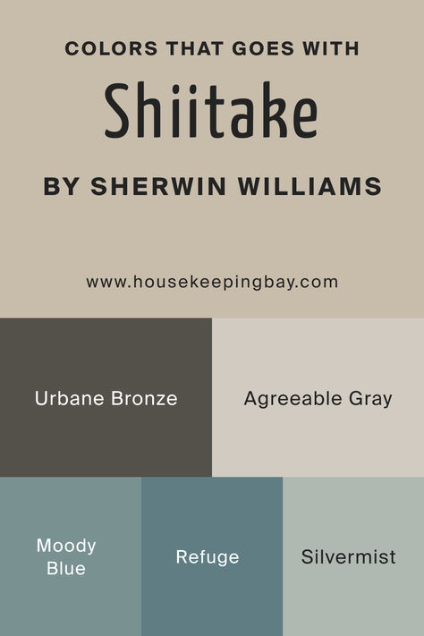 Colors That Go With SW Shiitake Sherwin Williams Shiitake Kitchen, She Twin Williams Shiitake, Shitake Paint Sherwin Williams Coordinating Colors, Sw Shitake Paint, Sherwin Williams Shiitake Color Palette, Shitake Paint Color, Sw Shiitake Cabinets, Sw Shiitake Paint Color, Sherwin Williams Shiitake Cabinets