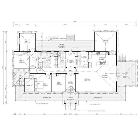 Acerage Homes, Country House Floor Plan, Australian House Plans, Single Story House Floor Plans, Australian Country Houses, House Plans Australia, Country Floor Plans, Queenslander House, Weatherboard House