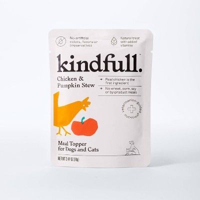 Chicken & Pumpkin Puree Pouch Dog Treat - 2.5oz - Kindfull™ Pumpkin Stew, Pet Food Packaging, Chicken Pumpkin, Create Logo, Pouch Packaging, Pet Wellness, Dog Branding, Food Graphic Design, 카드 디자인