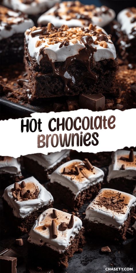 Hot Chocolate Brownies with Marshmallow Frosting [45 Minutes] - Chasety