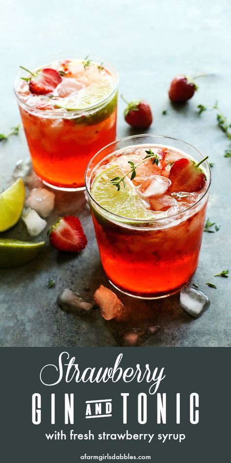 Strawberry Gin And Tonic, Gin And Tonic Recipe, Cocktail Strawberry, Food Recipes Vegetarian, Strawberry Cocktail, Strawberry Gin, Plating Food, Presentation Food, Strawberry Cocktails