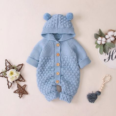 Baby Romper Pattern, Winter Newborn, Pull Bebe, Winter Baby Clothes, Knit Baby Sweaters, Boys And Girls Clothes, Cool Baby, Haken Baby