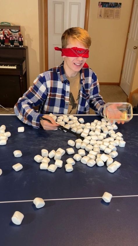 Games For Market Day, Tallest Marshmallow Snowman Challenge, Family Events At School, Marshmallow Christmas Game, Cotton Ball Spatula Game, Christmas Games Marshmallows, Marshmallow Party Ideas, Marshmallow Games For Adults, Taskmaster Ideas