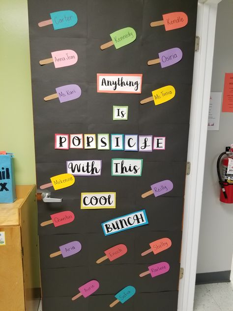 May Preschool Door Ideas, Summer Classroom Door Decoration Ideas, Summer Time Classroom Door Ideas, Prek Classroom Door Ideas, August Preschool Door Ideas, Door Themes For Preschool, Summer Decoration For Classroom, Summer Door Themes For Classroom, June Door Ideas For Classroom