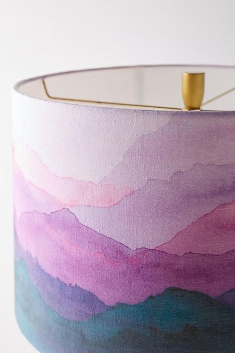 #lamp #lampshade #painted #watercolor #shadesofpurple #mountains #homedecor #gold #ilovepurple #purpl… | Lampshade makeover, Antique lamp shades, Modern lamp shades Diy Lamp Shade Makeover, Lamp Shade Makeover, Diy Lampshade, Creative Lamp Shades, Antique Lamp Shades, Wooden Lampshade, Lampshade Makeover, Lamp Makeover, Painting Lamp Shades