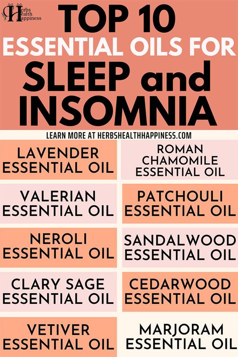 Herbs Health & Happiness Top 10 Essential Oils for Sleep / Insomnia Sleep Aromatherapy Blend, Essential Oils For Sleep Rollerball, Essential Oils For Sleeping, Doterra Oils For Sleep, Vitamins For Sleep, Deep Sleep Essential Oils, Valerian Essential Oil, Sleeping Essential Oil Blends, Marjoram Essential Oil