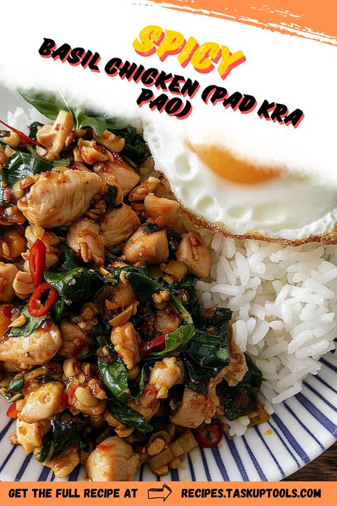 Try an exotic culinary journey right at home with our Spicy Basil Chicken (Pad Kra Pao) recipe! Perfect for heat seekers and food enthusiasts, this flavorful dish bursts with fresh basil, fiery chilies, and tender chicken. It's an authentic taste of Thai cuisine in your own kitchen. Follow our pin for easy-to-follow instructions! #ThaiCuisine #SpicyBasilChicken #PadKraPao #HomeCooking Spicy Basil Chicken, Pad Thai Recipe Authentic, Pao Recipe, Pad Kra Pao, Thai Chicken Recipes, Thai Recipes Authentic, Thai Basil Chicken, Pad Thai Recipe, Gluten Free Egg Free