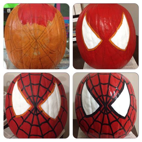 Pumpkin Spiderman, Spiderman Pumpkin, Spiderman Halloween, Spiderman Painting, Halloween Pumpkin Crafts, Creative Pumpkin Painting, Creative Pumpkin Decorating, Character Pumpkins, Carving Stencils