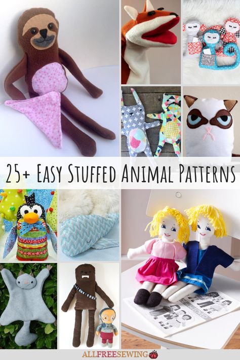 We are OBSESSED with these 25+ Easy Stuffed Animal Patterns. #stuffedanimals Easy Stuffed Animal Patterns, Homemade Stuffed Animals, Make A Stuffed Animal, Animal Learning, Easy Knitting Projects, Monkey Stuffed Animal, Animal Sewing Patterns, Sewing Stuffed Animals, Sewing Projects For Kids