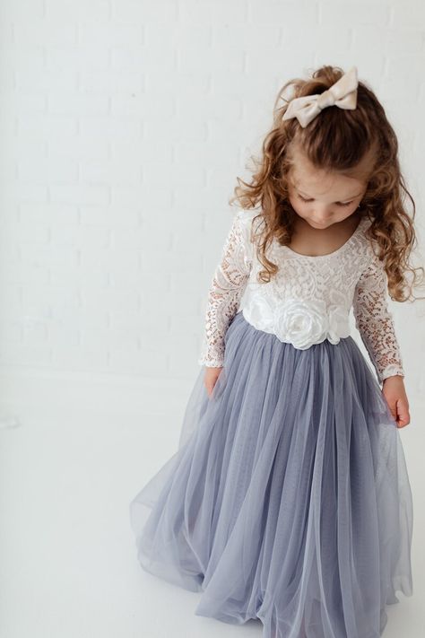 Dusty Blue Flower Girl Dress Romantic White Lace Girls - Etsy Dusty Blue Flower Girl Dress, Dusty Blue Flower Girl, Flower Girl Dresses Navy, Blue Flower Girl Dress, Blue Flower Girl, Dubuque Iowa, Flower Girl Dresses Blue, Lace Flower Girl Dress, White Lace Wedding Dress