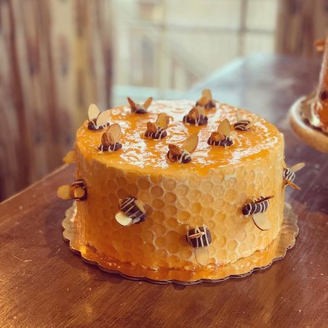 Agnes Devereux Catering’s Instagram profile post: “Our #honeybeecake is the belle of the ball right now! Everyone wants that last slice. Sadly not taking any further orders for whole cakes.…” Honey Wedding Cake, Honey Themed Cake, Rustic Honey Cake, Honeybee Theme Cake, Bee Hive Birthday Cakes, Honey Bee Cake, Buzzy Bee Cake, Pikachu Cake, Rodjendanske Torte