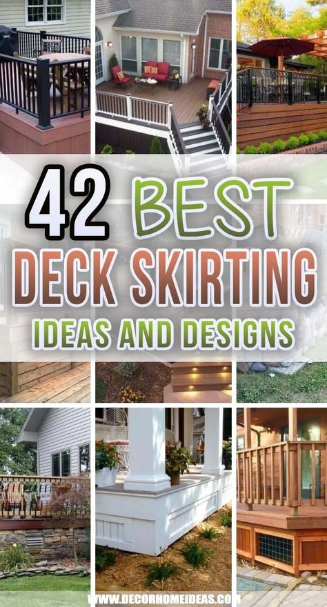 Deck Skirting Ideas, Lattice Deck, Mobile Home Deck, Skirting Ideas, House Skirting, Deck Landscaping, Deck Skirting, Stone Deck, Deck Remodel