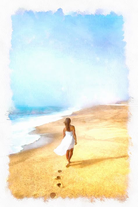 Beach Walk Favorite Things Collage, Poetry Book Ideas, Boy On Beach, Paint Beach, Photo Paintings, Human Painting, Bible Artwork, Ocean Drawing, Progress Over Perfection