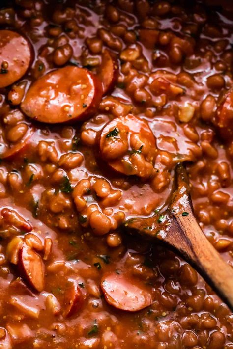 Baked Beans Recipe With Sausage, Quick Baked Beans, Pork And Beans Recipe, Cowboy Baked Beans, Baked Beans Crock Pot, Canned Baked Beans, Best Baked Beans, Easy Baked Beans, Baked Beans With Bacon