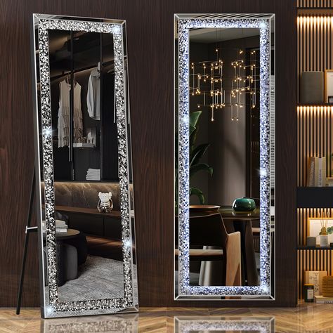 Bling Decor, Mirror Sets, Bathroom Restaurant, Lounge Mirrors, Mirror Crystal, Full Length Mirrors, Full Length Floor Mirror, Crushed Diamonds, Diamond Mirror