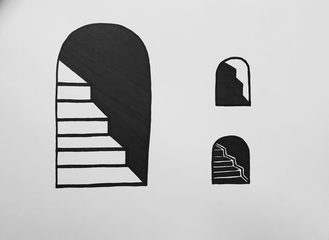 Small Architecture Tattoo, Architect Tattoo Ideas Minimalist, Stairwell Tattoo, Watchtower Tattoo, Tree House Tattoo, Portal Tattoo Ideas, Ladder Drawing, Ladder Tattoo, Door Tattoo