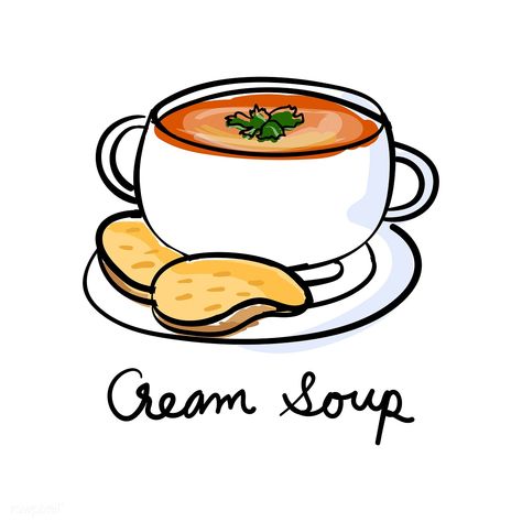 Illustration drawing style of | free image by rawpixel.com Soup Cartoon, Soup Drawing, Soup Logo, Soup Illustration, Food Doodle, Doodle Icons, Soup Ideas, Sticker Note, Drawing Arts