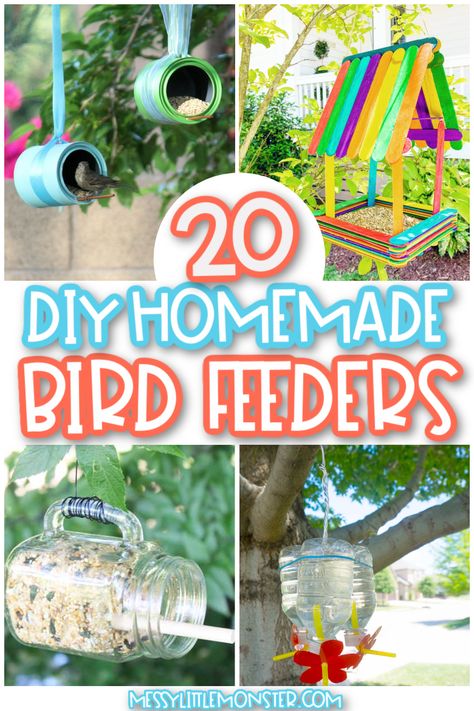 Homemade Bird Feeder, Homemade Hummingbird Nectar, Bird Feeders For Kids To Make, Mason Jar Bird Feeders, Make A Bird Feeder, Wood Bird Feeder, Bird Feeder Craft, Bird Seed Ornaments, Cookies Homemade