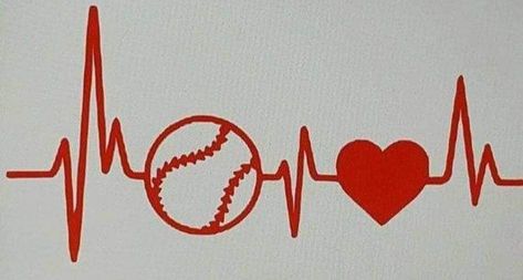 Tattoo Heart Beat, Softball Tattoos, Baseball Car Decals, Baseball Tattoo, Softball Heart, Baseball Tattoos, Chicanas Tattoo, Baseball Shirt Designs, Baseball Videos