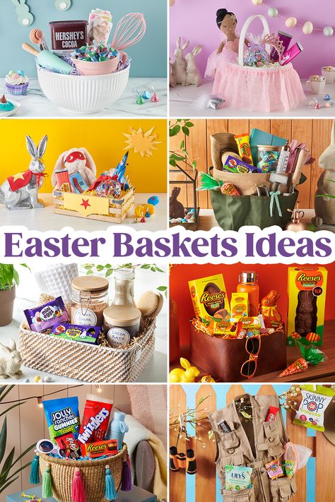 Easter Basket Ideas Themed Basket Ideas, Diy Easter Basket Ideas, Diy Easter Baskets, Baking Gift Basket, Diy Easter Basket, Easter Basket Themes, Baking Basket, Easy Easter Desserts, Peanut Butter Candy