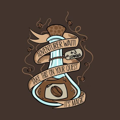 Magic Coffee Potion - Coffee - T-Shirt | TeePublic Coffee Merchandise, Magic Coffee, Coffee Artwork, Coffee Tattoos, Magic Potion, Coffee Talk, Coffee Illustration, Coffee Ideas, Coffee Obsession