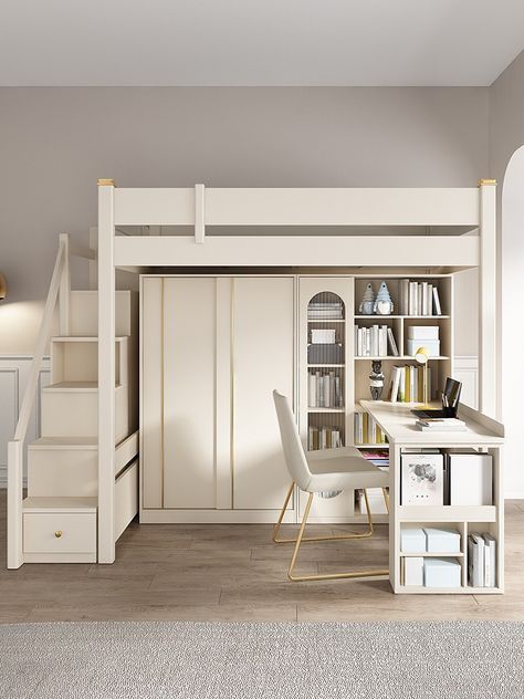 Loft Bed Ideas For Small Rooms, Adult Loft Bed, Loft Beds For Teens, Bunk Beds Small Room, Loft Beds For Small Rooms, Storage Staircase, Small Bedroom Inspiration, Small Bathroom Remodel Designs, Bed With Ladder