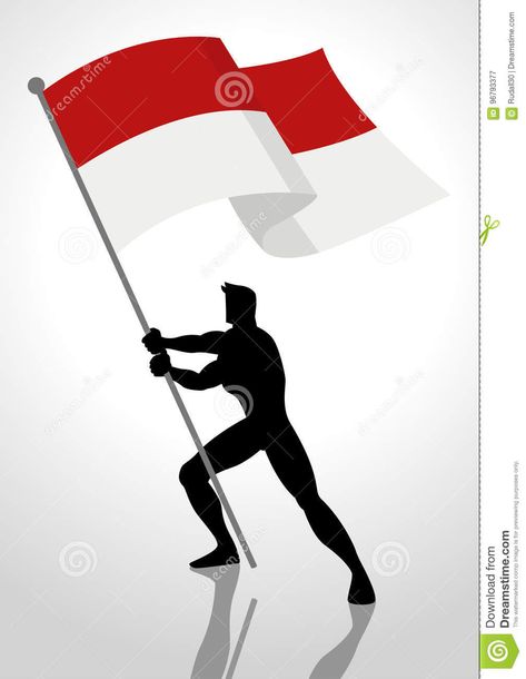 Holding Flag Pose Drawing, Monaco Flag, Flag Bearer, Wavy Flag, Silhouette Illustration, Concept Illustration, Scenery Nature, Red Flag, Beautiful Scenery Nature