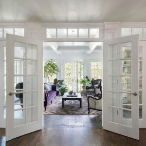 French Doors to Sunroom Sunroom Doors, Enclosed Front Porch, Indoor Sunroom, French Door Interior, White Villa, Patrick Ahearn Architect, Patrick Ahearn, Three Season Porch, 4 Season Room