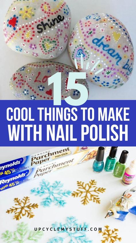 Check out these nail polish craft ideas for fall and winter! Nail polish marbling is a quick and easy way to create art with nail polish. Teens and adults alike will love these nail polish marble crafts. From DIY Christmas baubles to holiday decor, these crafts are perfect for cold winter days. Repurpose old nail polish into festive nail polish art crafts that brighten up any space! Art With Nail Polish, Nail Polish Art Crafts, Craft Ideas For Fall, Creative Things To Make, Marble Crafts, Diy Christmas Baubles, Nail Polish Crafts Diy, Nail Polish Marbling, Winter Nail Polish